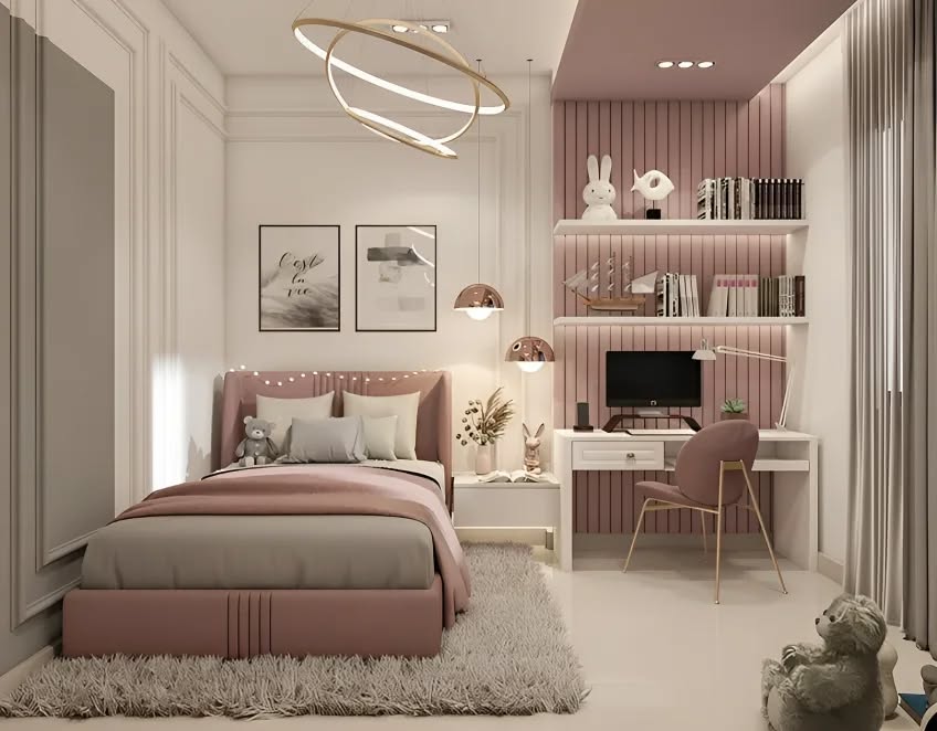 Blush Bedroom Meets Power Desk