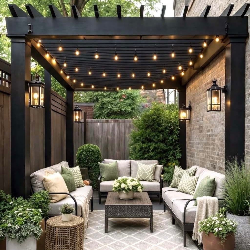 Brick Courtyard String Glow