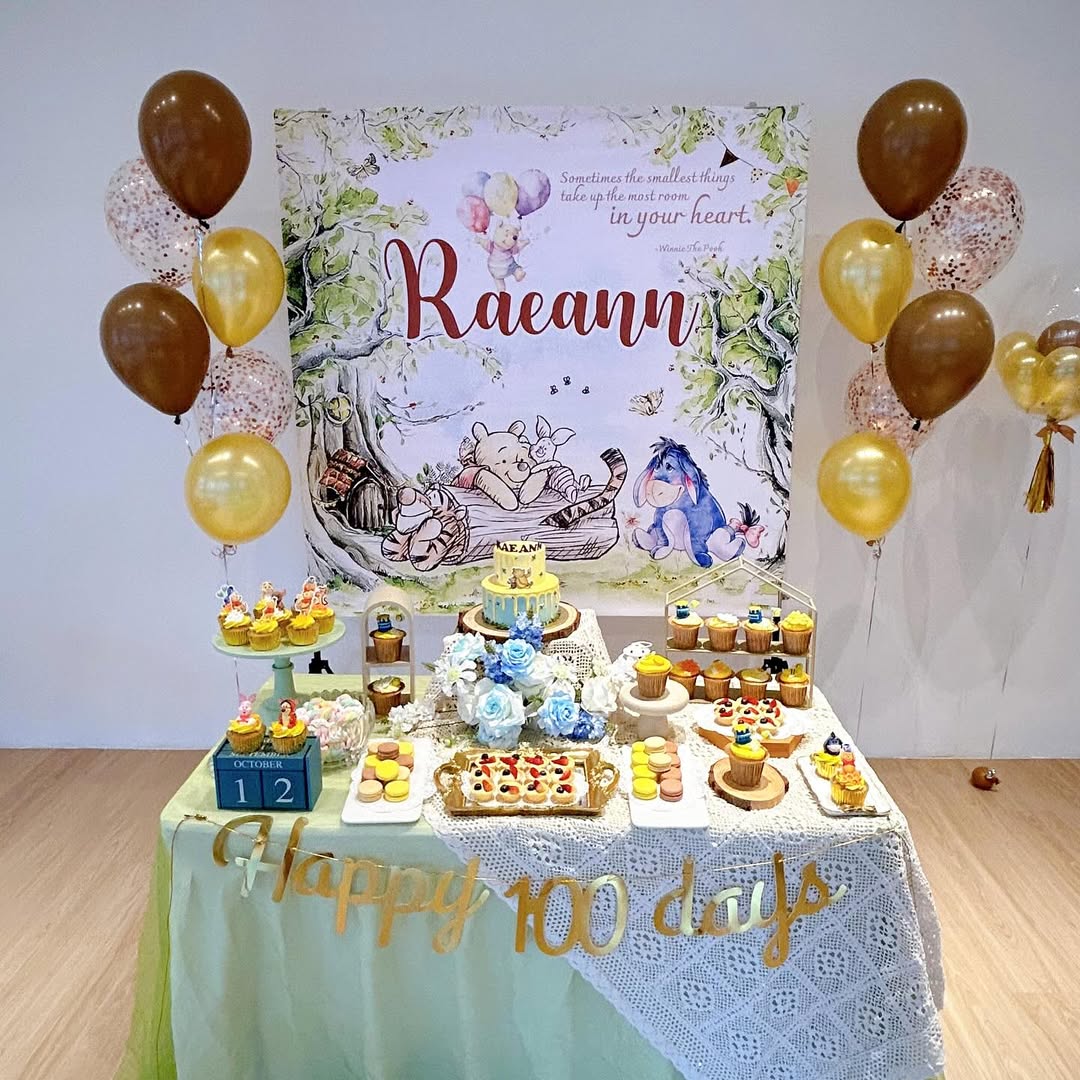 A decorated dessert table for a