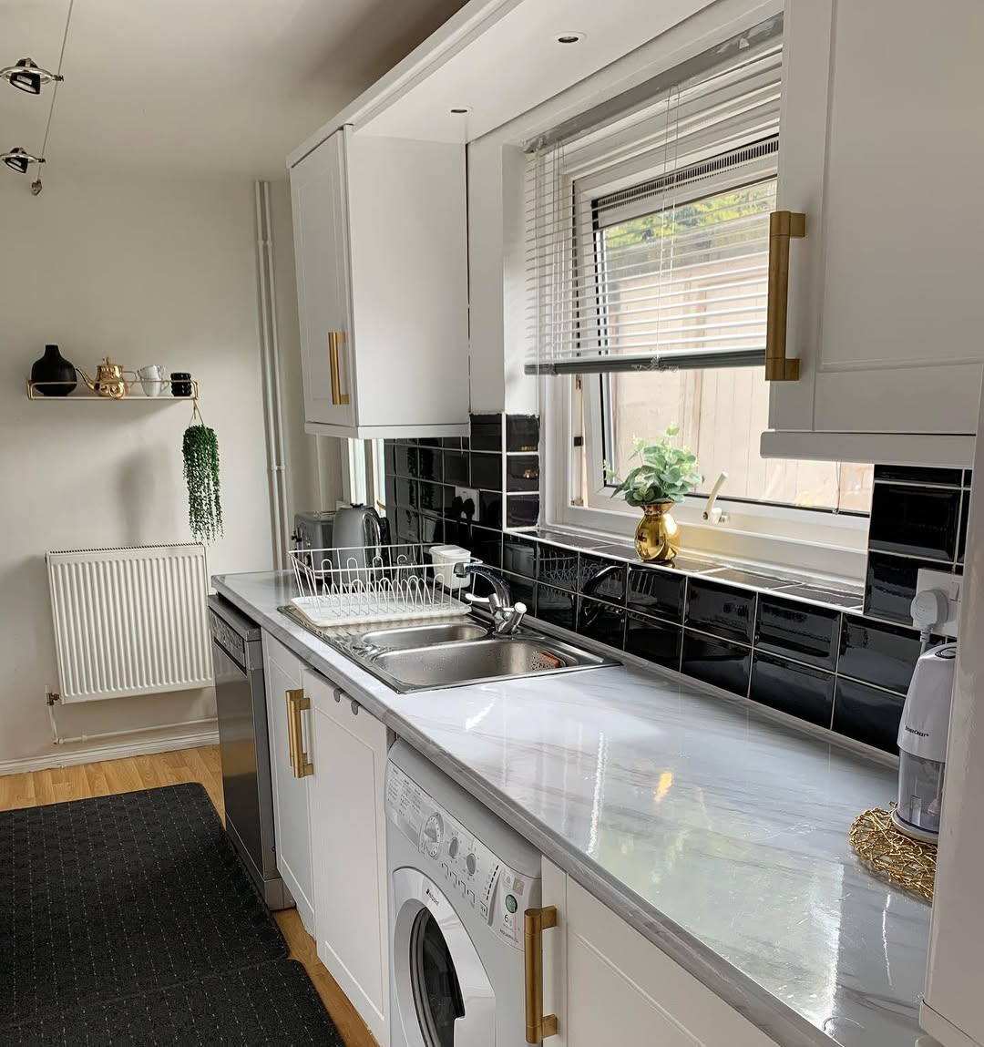 Compact Marble Galley Kitchen