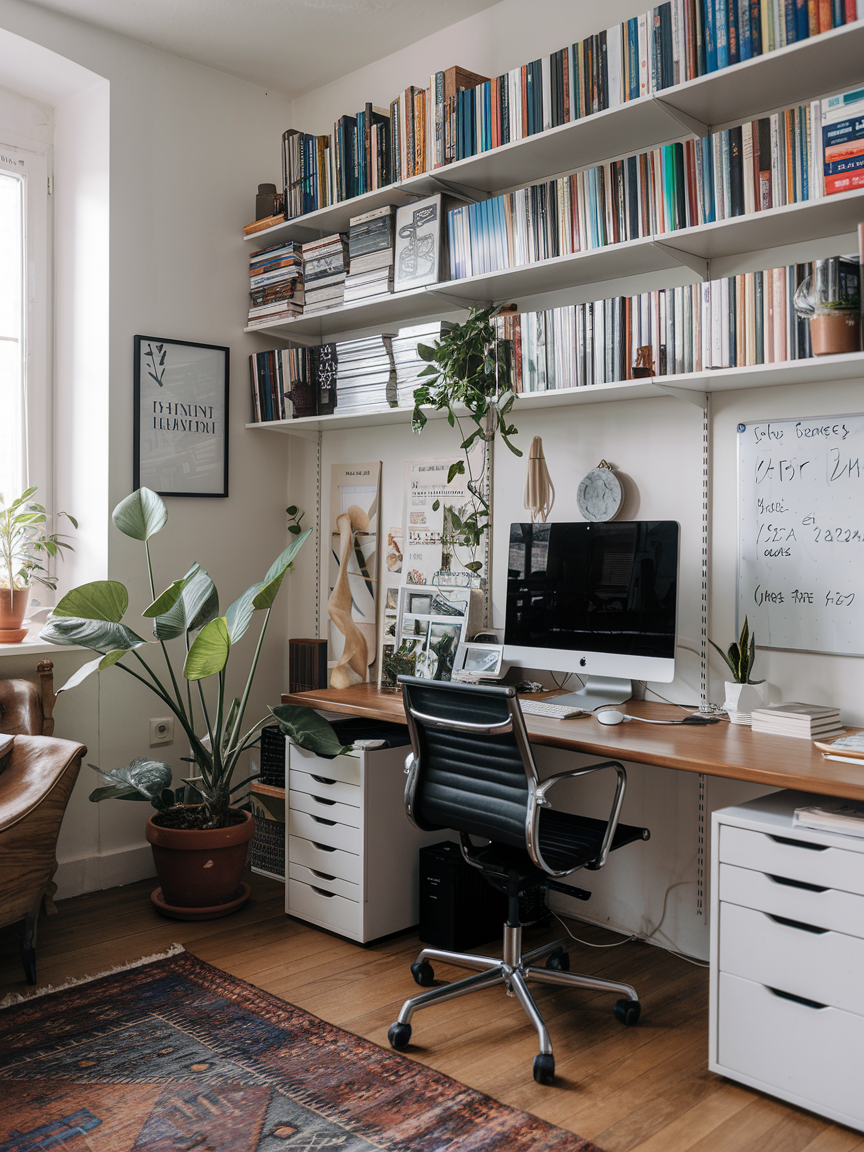 This home office, blending style and function, doubles as a men
