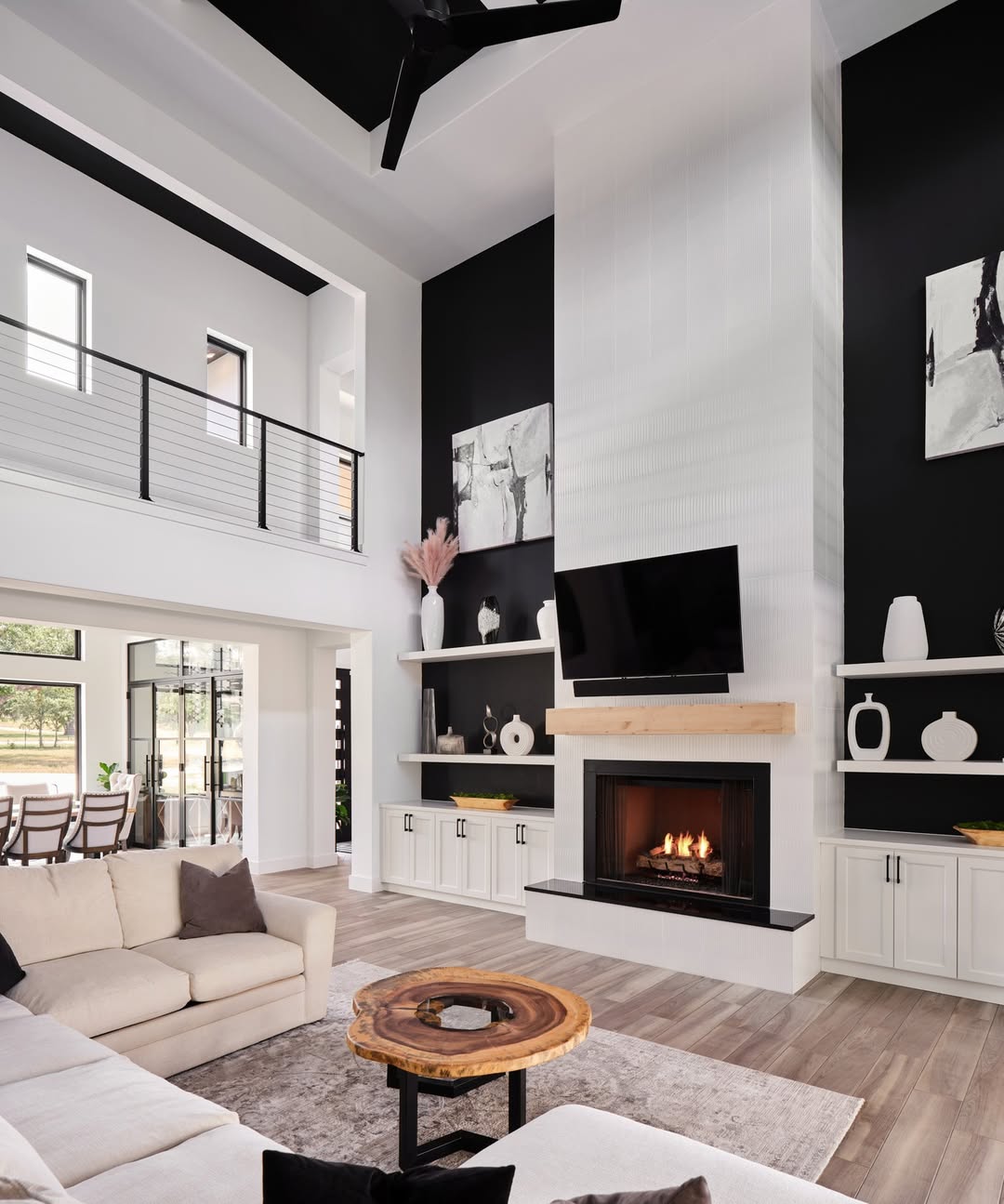 Double Height Wood Fireplace Focus