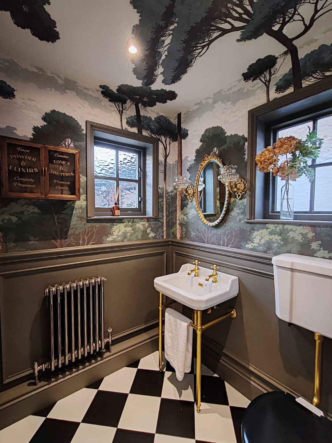 Dramatic Mural & Checkerboard Floor