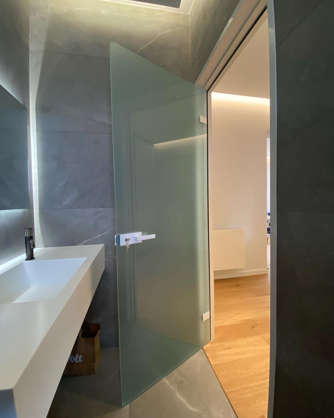 Frosted Glass Drift Door