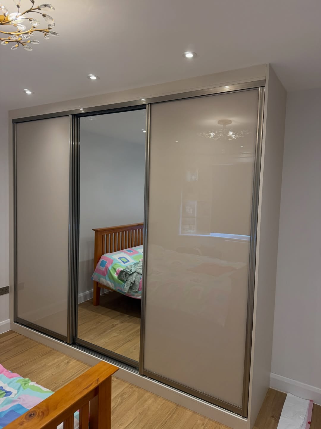 Glossy Sliding Mirror Wardrobe