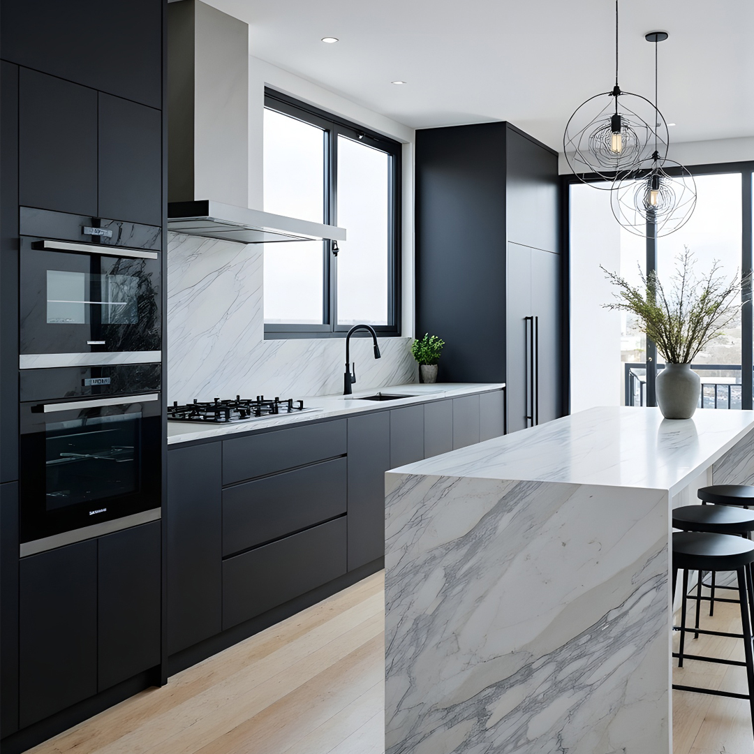 Marble Modern Kitchen Drama