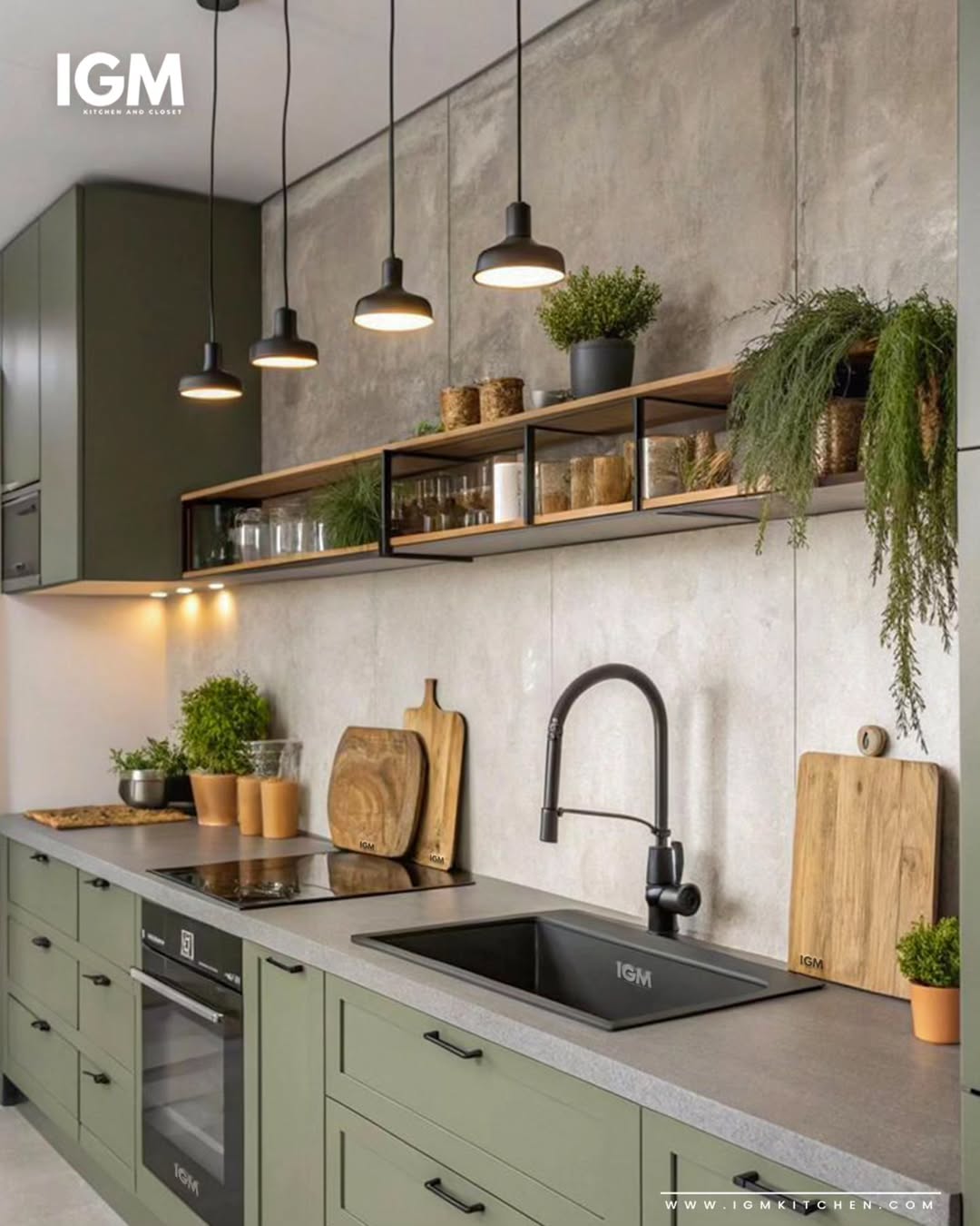 Modern Green Shelf Kitchen