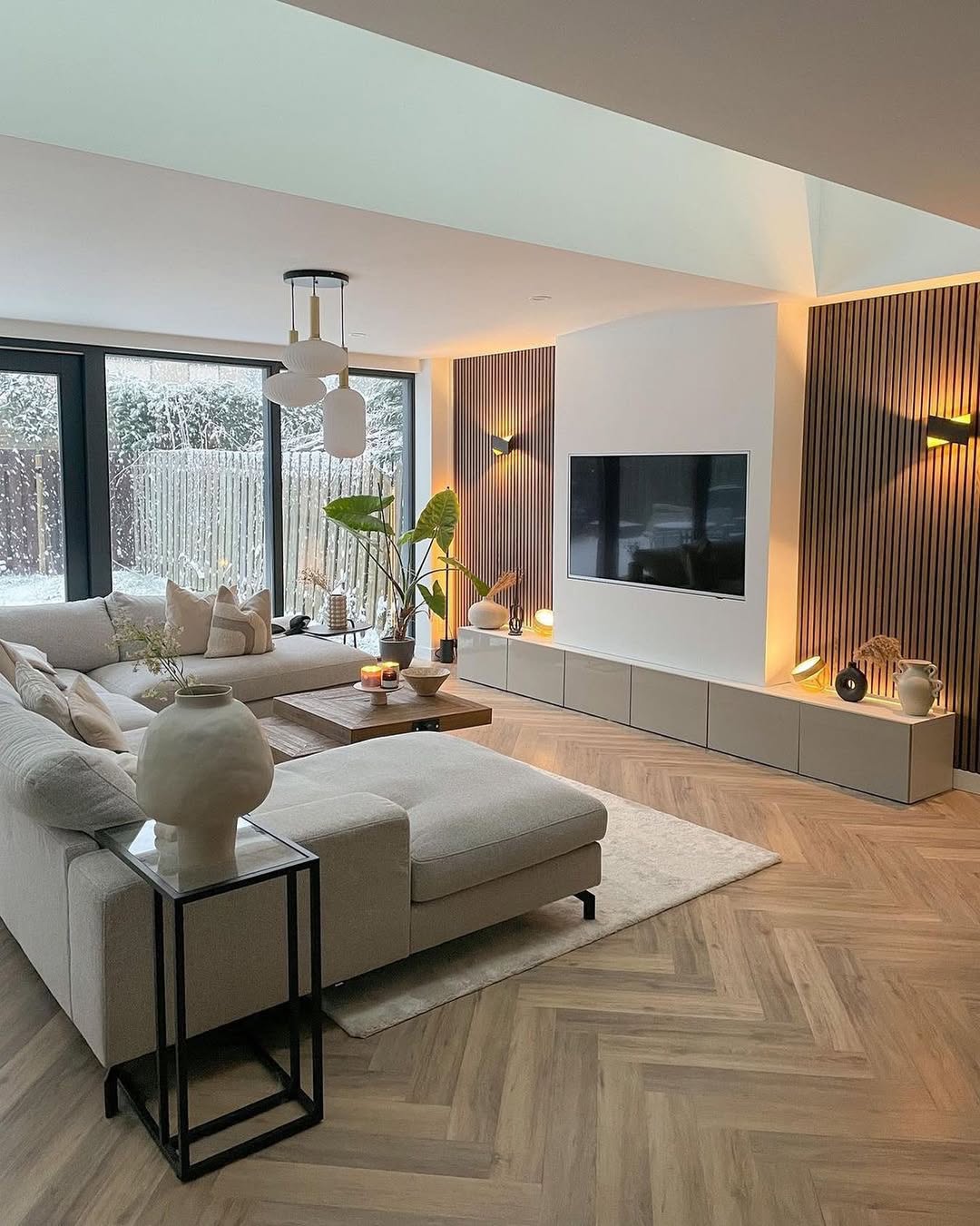 Modern Slatted Wood Glow Wall