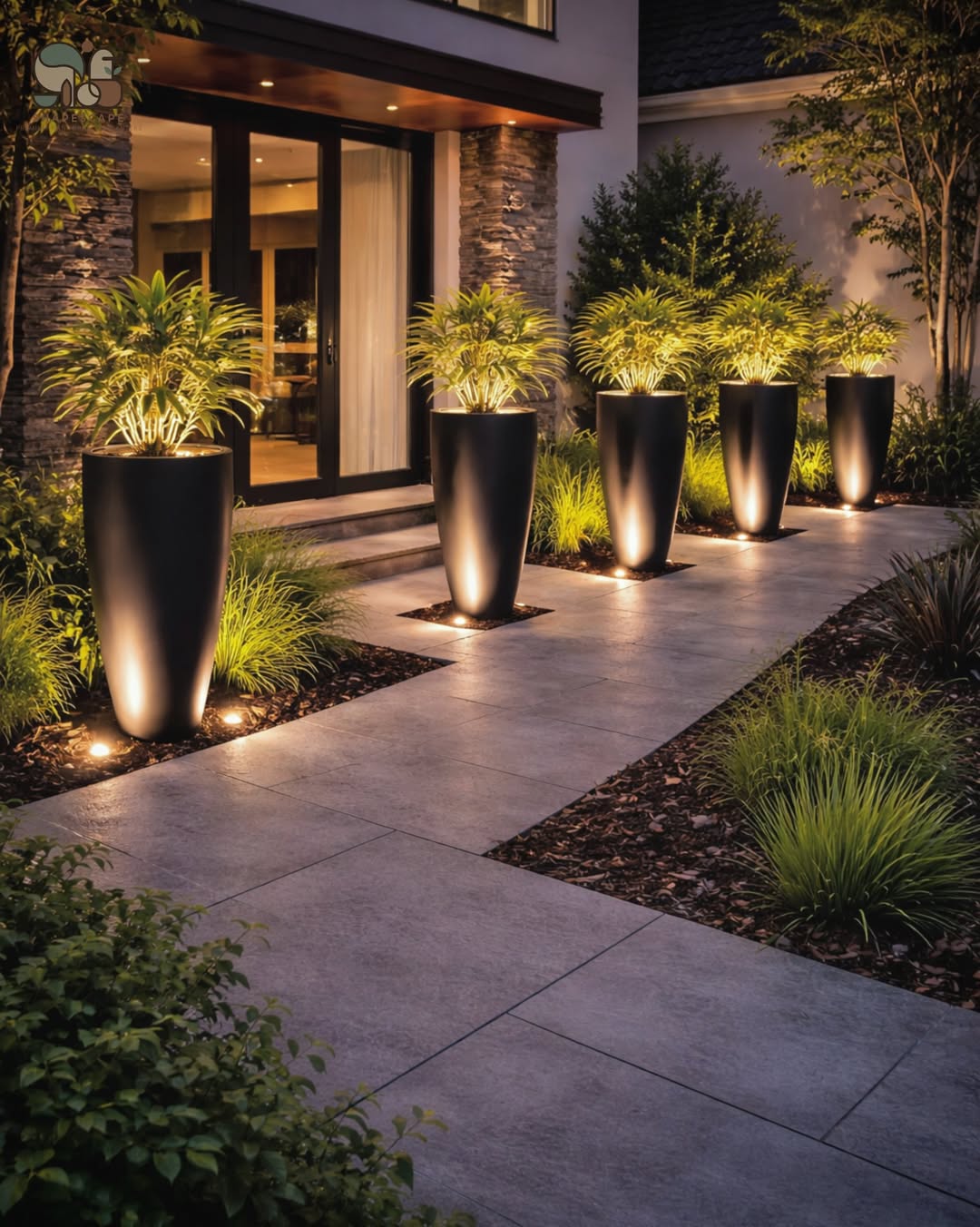 Tapered Pots at Night
