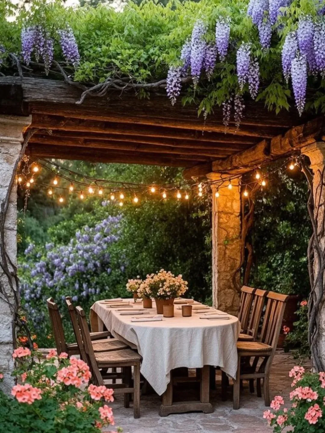 Wisteria-Covered Garden Romance