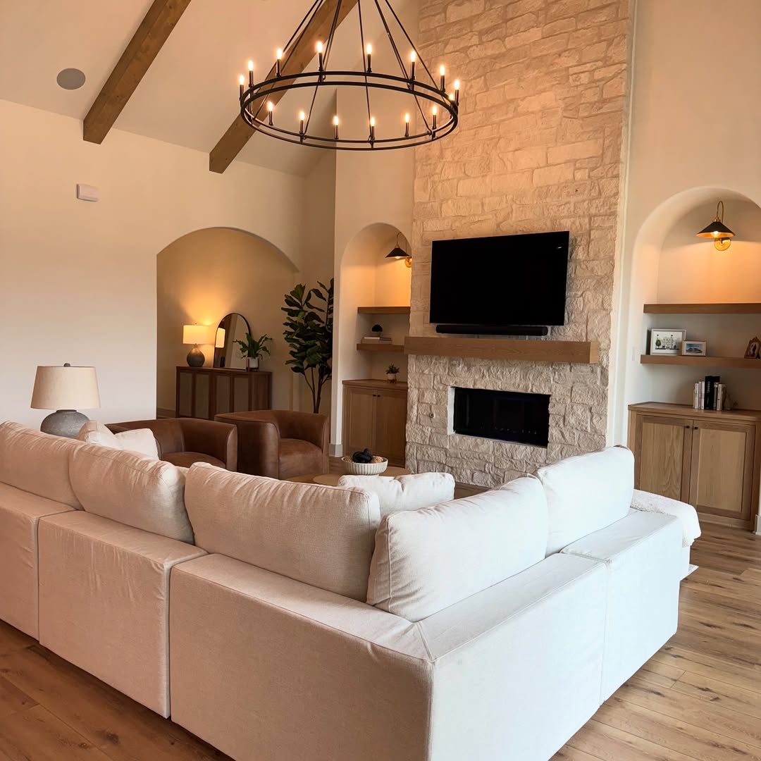 Rustic Stone Fireplace Charm