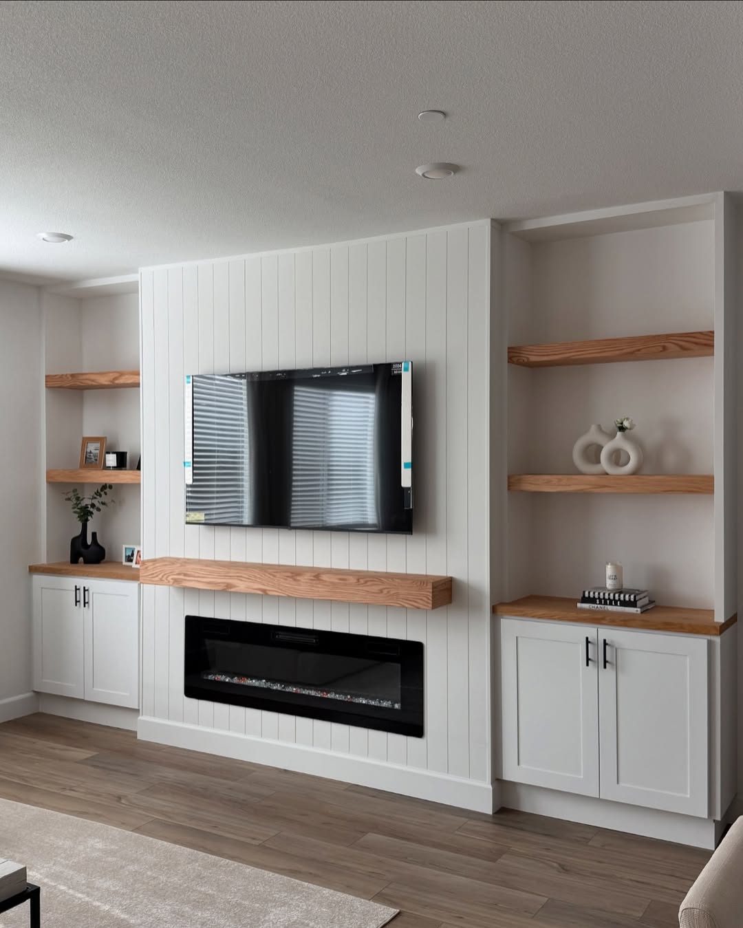 Clean White Panel Fireplace Wall