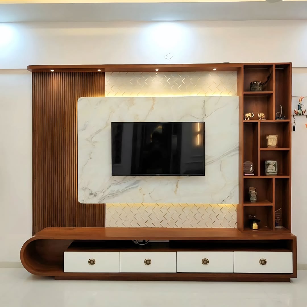 Warm Wood TV Unit Frame