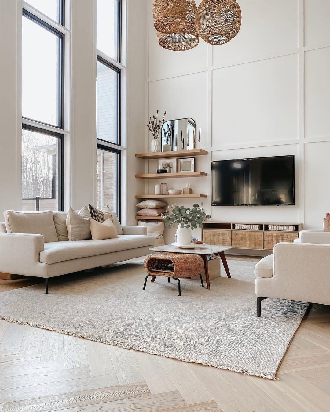 Minimal Wood Mantel Focus